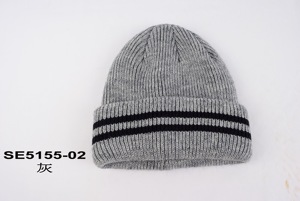 Gorro de esquí acrílico bordado 3D para exteriores de invierno, gorro de punto cálido grueso con puños holgados suaves para la piel para viajes - Product Image 3