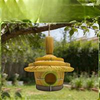 Nichoir pour oiseaux en résine à l'aspect herbe tressée MSH, imperméable, décoration de jardin extérieur