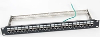 24 Port Cat8 Cat7 Cat6 Cat6A Cat5e STP dilindungi 19 inci dengan Bar belakang yang dapat dilepas 1U Panel Patch jaringan