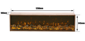 <span class=keywords><strong>Caminetto</strong></span> Elettrico Grande da Incasso 1200mm con Cornice Nera, Vetro Monofacciale, Telecomando, Risparmio Energetico, <span class=keywords><strong>a</strong></span> Tre Lati per Uso Domestico - Product Image 2