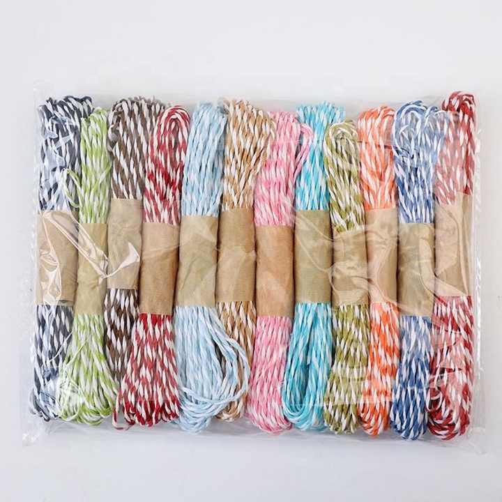 120 Meters Craft Raffia Cord Stripes Paper String Rope For Diy Gift