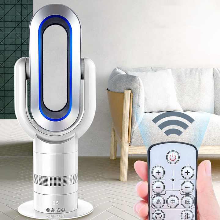 2 in 1 Speed Fan Heater and cooling Bladeless Tower Fan in Blue with