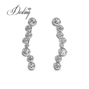 Gümüş 925 Premium avusturyalı kristal takı yeni tasarım kulak manşet küpe kadınlar için Destiny mücevherat