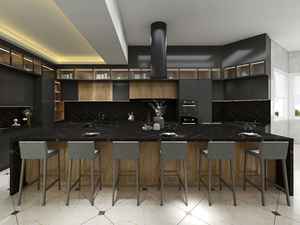 Gabinetes de Cocina Modulares, Tablero de Melamina Negro, Marco de Aluminio, Puerta de Vidrio - Product Image 4