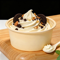 Boîte à glace en amidon de maïs écologique, compatible micro-ondes, biodégradable, conteneur de rangement rond pour desserts, qualité alimentaire, empilable