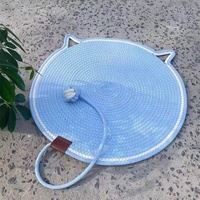 Tapis à gratter pour chat Corde en coton naturel Coussin à gratter pour chat rond et horizontal