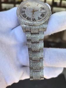 Montre-bracelet mécanique automatique de luxe haut de gamme en platine 41 mm avec mouvement à diamants et marquage de personnalisation OEM - Product Image 4