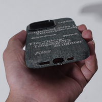 Étui de téléphone en toile denim pour la série 17, texte personnalisé, doublure premium, protection 360°, protection magnétique de l'objectif