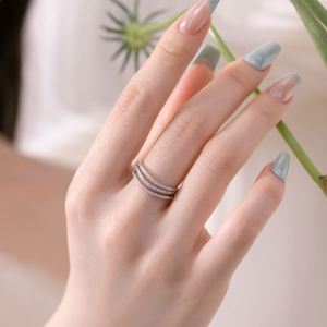 Dylam Dazzling Fine Fashion Jewellery Women S925 <b>Silver</b> Rhodium Plated 3-Layer Twisted <b>Wave</b> Simplicity 5A Zirconia Jewelry <b>Rings</b> - Product Image 5