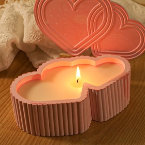 MUYULINS Concrete Candle Holder DIY Cement Plaster Valentine's Day Storage <b>Box</b> <b>Heart</b>-<b>Shaped</b> Silicone Mold - Product Image 6