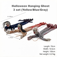 Décorations d'Halloween Fantômes Suspendus, Lot de 3, Fantômes Effrayants à Corps Long avec Robes Sanglantes et Mains de Squelette pour Fêtes Intérieures et Extérieures