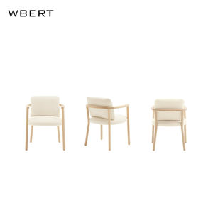 WBERT Norse Simple Atmosphère Doux Coussin Accoudoir Tissu Salon Homestay Loisirs Chaise Simple en Bois Massif Chaise de Salle à Manger - Product Image 6