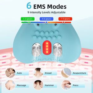 Appareil de traction cervicale à impulsions avec télécommande sans fil, compresse chaude, micro-courant et coussin de massage chauffant pour le cou - Product Image 4