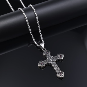 Collier pendentif croix <span class=keywords><strong>viking</strong></span> vintage hip-hop en acier inoxydable Tempusort pour homme, idéal pour le quotidien et les cadeaux, vente en gros - Product Image 2