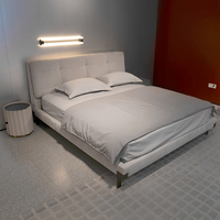 Meubles de chambre à coucher modernes de haute qualité, lit double king size de luxe léger, design en cuir véritable, lit double king size