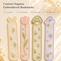 Marcapáginas Personalizado Minimalista de Organza Transparente Bordado, Marcador de Libros de Tela Suave, Regalo Promocional para Librerías y Marcas de Papelería
