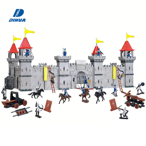 Château médiéval ensemble de jeu avec chevaliers et soldats jouet éducatif en plastique pour enfant imaginatif semblant jouer bataille figurine d'action - Product Image 1