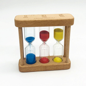 1/3/5 phút bằng gỗ Cát Thủy Tinh đồng hồ cát 3 5 7 phút 3 trong 1 gỗ trà cát hẹn giờ - Product Image 5