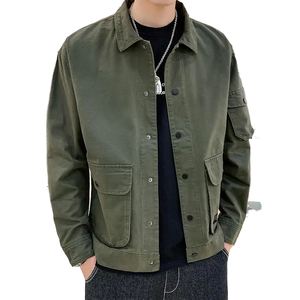 Chaquetas Casuales de Otoño para Hombre, Estilo Urbano, Color Sólido, Cuello con Botones, Chaquetas Personalizadas - Product Image 1