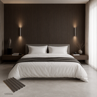 Panel de Pared WPC Acanalado, Tablero de Bambú para Interiores, Grano de Madera Oscura, Estructura Acanalada, Impermeable, Ignífugo, para Sala de Estar, Hotel