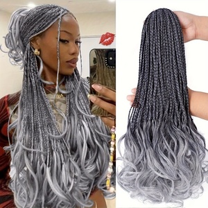 Perruque en fibre chimique à double trame, fabriquée à la machine, <span class=keywords><strong>avec</strong></span> dreadlocks noires pour femmes, boucles françaises à trois brins en soie, pour le commerce extérieur et la consommation nationale - Product Image 6