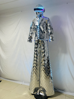 Led Miroir Échasses Walker Robot Costume Vêtements Danse Costumes Miroir Casque Usine Offres Spéciales Performance Costumes