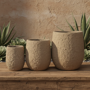 Vente en gros directe d'usine, pots à fleurs ronds en <span class=keywords><strong>fibre</strong></span> <span class=keywords><strong>de</strong></span> verre <span class=keywords><strong>de</strong></span> haute qualité, finition simple avec texture <span class=keywords><strong>de</strong></span> <span class=keywords><strong>terre</strong></span> battue - Product Image 4