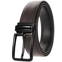 Ceinture en cuir classique pour homme avec boucle à ardillon, double couche de cuir de vachette, multi-trous, formelle et décontractée, noir, marron, café