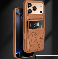 Étui de luxe en cuir PU pour iPhone 12 13 14 15 16 17 Pro Max avec porte-cartes, support pliable et protection antichoc