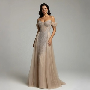 Serene Hill LA73454 Pink <strong>Off</strong> <strong>the</strong> <strong>Shoulder</strong> Beaded <strong>Corset</strong> Evening <strong>Dress</strong> with Overskirt Elegant Mermaid Formal Party Gowns - Product Image 5