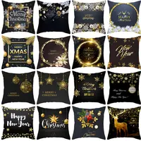 クリスマスの装飾品家の装飾のためのクリスマスの装飾ゴールドブラックスノーフレークメリークリスマス枕カバー