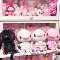 Boneka Kelinci Lucu dengan Ransel Mata Merah, Isian Kapas PP Super Lembut Peredam Tekanan, Dapat Dicuci, Pereda Stres