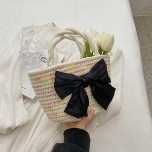 Nouveau Sac Fourre-tout Ouvert en Paille Rétro Polyvalent pour Femme, Sac à Main Tressé Décontracté pour Plage et Shopping, avec Bandoulière Chaîne et Motif Peau de Serpent - Product Image 2