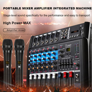 Amplificateur de puissance audio professionnel OEM GM7X 350W*2 avec 2 microphones sans fil intégrés, amplificateur de puissance audio 6 canaux - Product Image 6