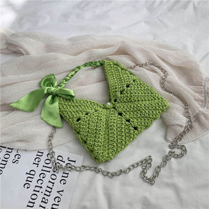 <span class=keywords><strong>Sac</strong></span> à main en laine, petit <span class=keywords><strong>sac</strong></span> à bandoulière, fermeture crochet, nœud papillon, tricot fil - Product Image 1
