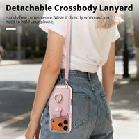 Dompet Ponsel Mewah Wanita dengan Tali Selempang yang Dapat Disesuaikan, Banyak Slot Kartu, Penyangga Putar 360 Derajat, Pelindung Lensa untuk 17 Air 16