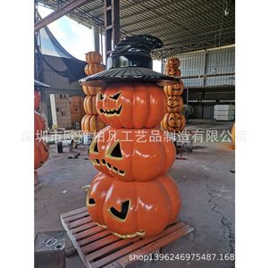 Escultura de Calabaza de Resina para Halloween, Figura Decorativa Grande para Exteriores, Montaje en Suelo, Duradera, Paquete de Varias Piezas - Product Image 5