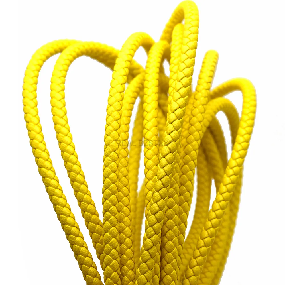 Yellow Round Leather Cords Round 6mm Leather Strands for Bracelets Making Leather Strip for Bracelets Men DIY Cords