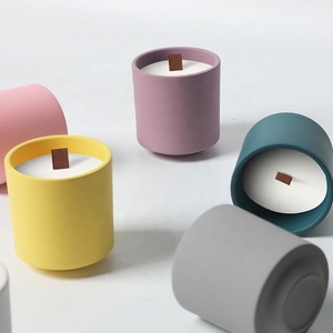Reusable Creative Round Colorful Matte Ceramic Candle Cup Ceramic Aromatherapy Candle Pot - Product Image 2