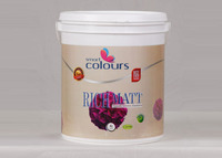 Émulsion intérieure mate riche et lisse pour revêtement mural intérieur, idéale pour les murs en ciment, béton et plâtre, offrant une finition uniforme.