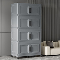 Armoire de rangement pliable en plastique à double porte, sans installation, pour chambre de bébé, meuble de chambre, armoire surdimensionnée, design contemporain