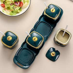 Bocaux à épices de <span class=keywords><strong>luxe</strong></span> en plastique style nordique, avec couvercle, boîte à sel MSG, salière à poivre pour cuisine domestique - Product Image 3