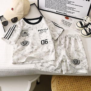 Ensemble <span class=keywords><strong>de</strong></span> <span class=keywords><strong>sport</strong></span> tendance pour garçons : Nouveauté été, vêtements pour enfants d'âge moyen, shorts et t-shirt à manches courtes - Product Image 2