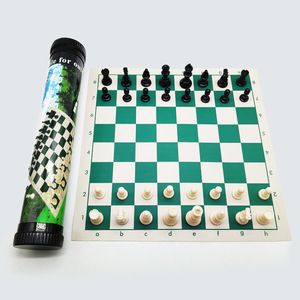 Portable 42cm <strong>Folding</strong> Staunton <strong>Chess</strong> Board Regulation Tournament Roll-Up <strong>Set</strong> with Plastic Pieces for Indoor Travel Storage Bag - Product Image 6