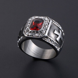 Bague croix rétro européenne et américaine en zircone cubique, bijoux de mode unisexe SA566 - Product Image 3