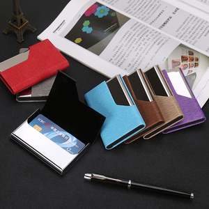 Porte-cartes de visite personnalisé en cuir et aluminium, étui à cartes avec fermeture à clip pour hommes et femmes, pour le rangement des cartes de crédit - Product Image 6