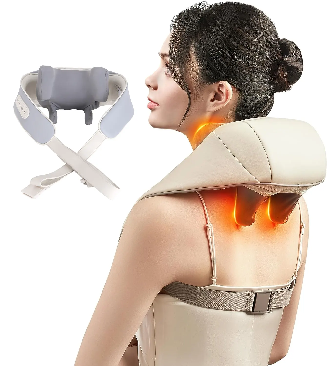 Vente en gros Mini coussin de massage électrique sans fil Shiatsu U pétrissage intelligent Oreiller de massage pour le cou et les épaules