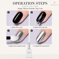 Poudre de chrome professionnelle effet miroir, couche de finition, formule spéciale, scellant anti-écaillage pour nail art métallique en salon