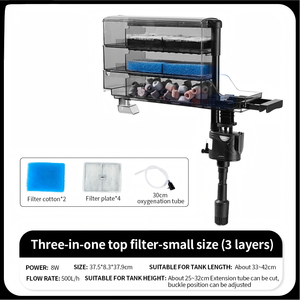 고품질 3 in 1 무소음 걸이형 필터 박스 외부 상단 수족관 어항 물 순환 필터 - Product Image 2