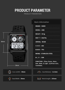 Reloj Deportivo Digital Cuadrado SKMEI 2688, Resistente al Agua, para Escalada, Correr y Actividades al Aire Libre, Nuevo, de Marca, Venta al Por Mayor en China - Product Image 6